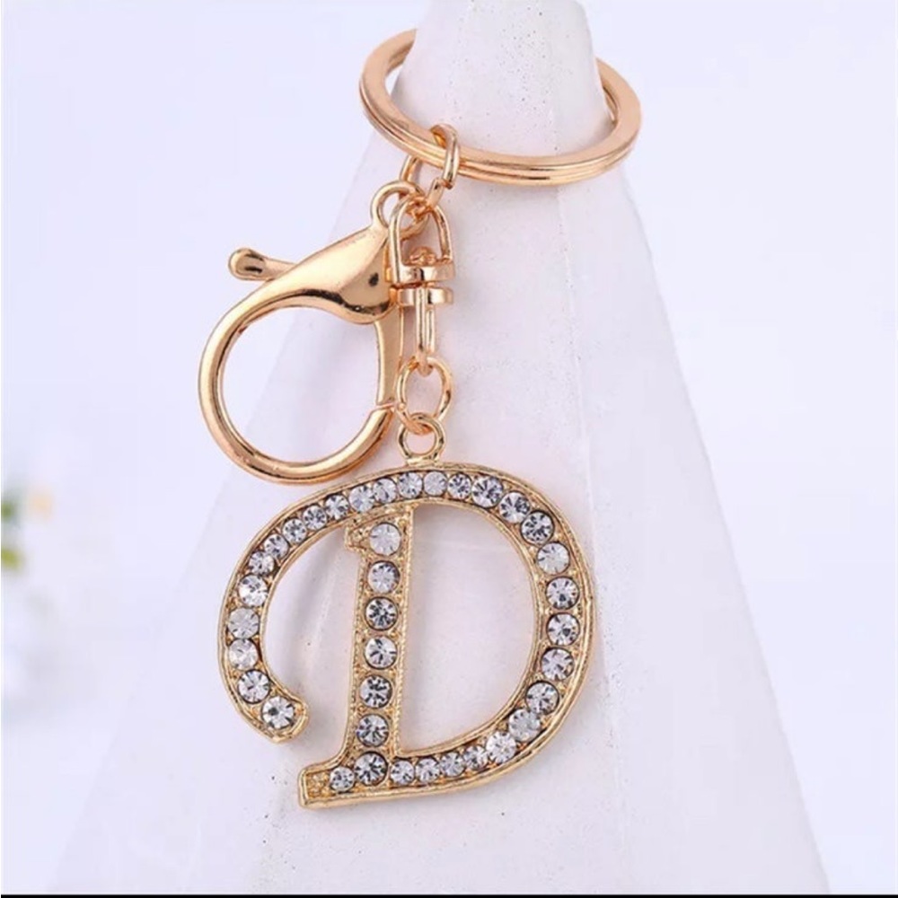 NEW!! Luxury Bag Charm- Gold Rhinestone Letter D
